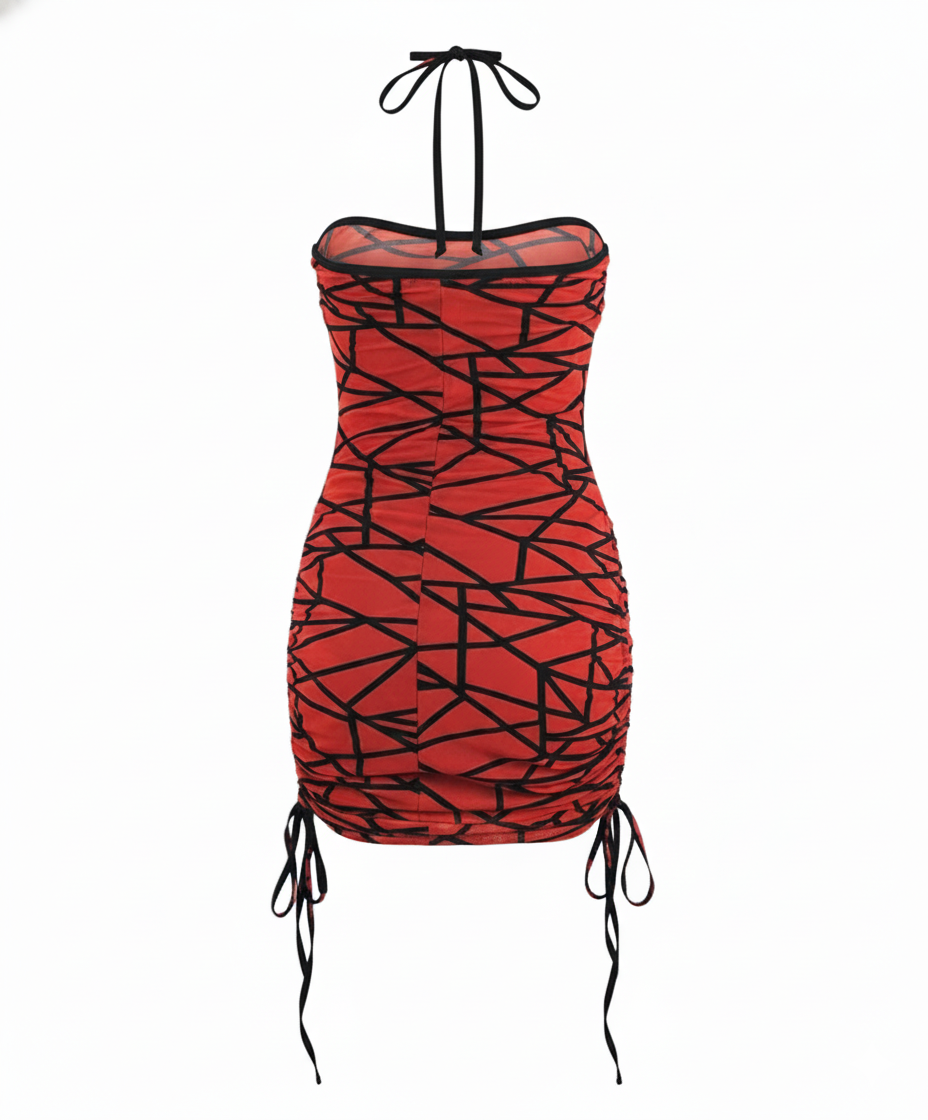 Vestido corto con estampado geométrico que moldea y alarga tu silueta