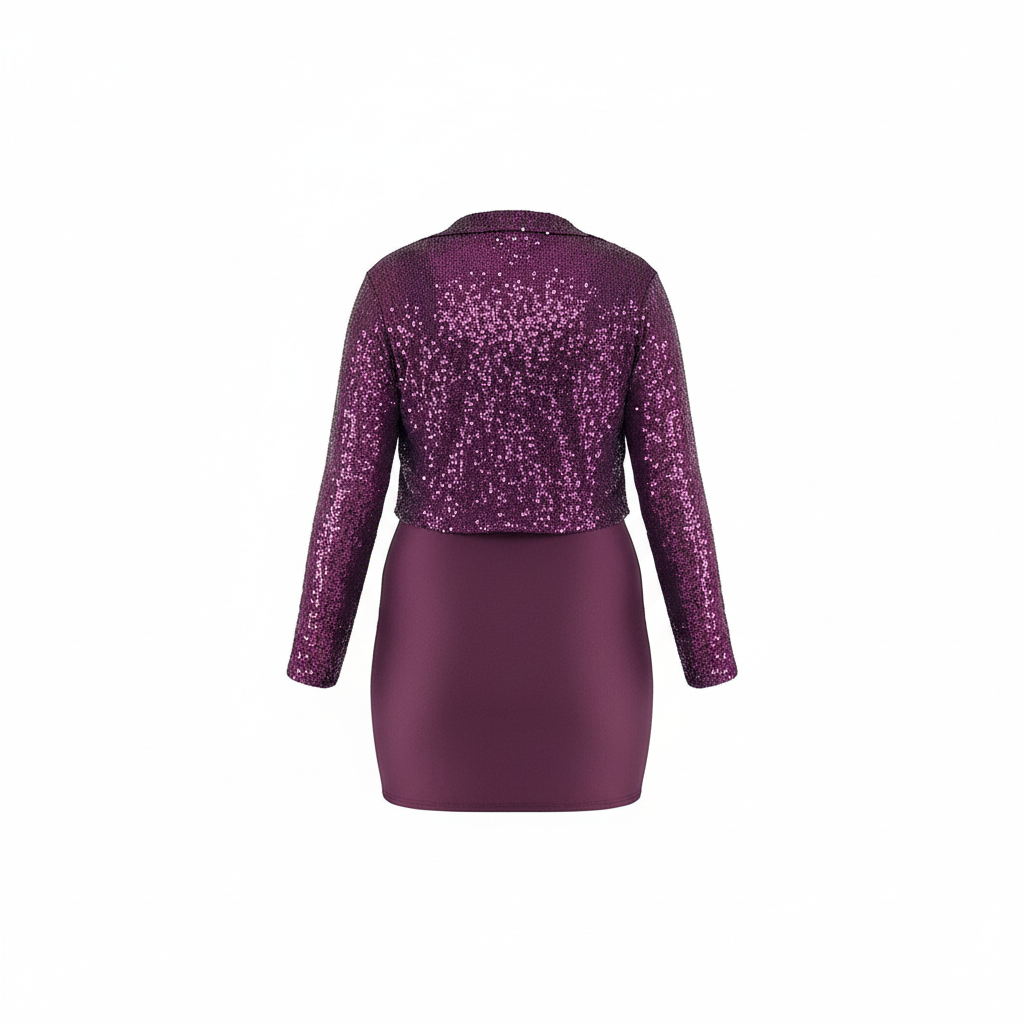 Minivestido con saco de brillo que estiliza con impacto y sofisticación