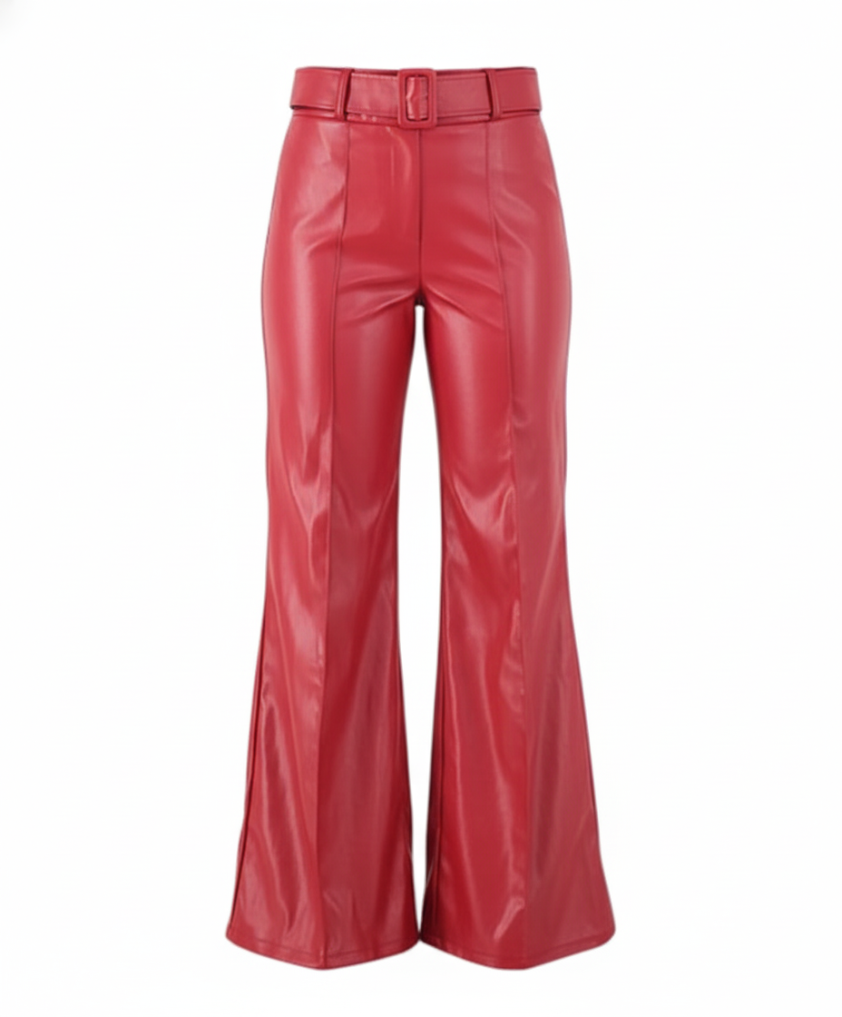 Pantalón acampanado con efecto vinilado que alarga tu silueta con estilo audaz