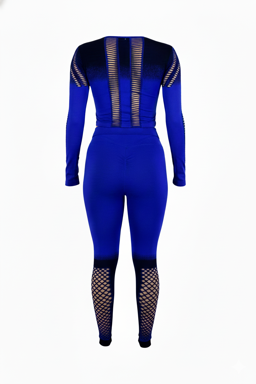 Conjunto deportivo largo con diseño calado y efecto degradado que estiliza tu silueta