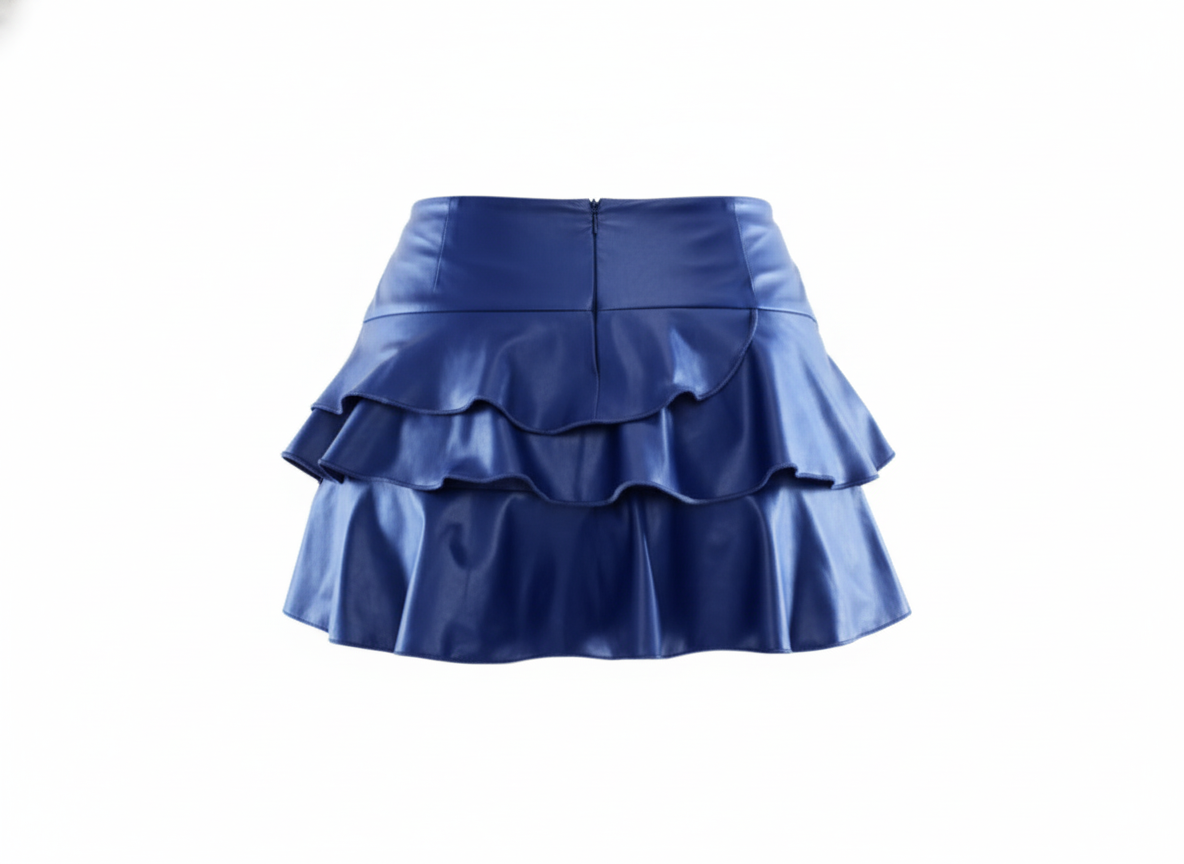 Minifalda de tablones en vinil que da movimiento y audacia a tu look