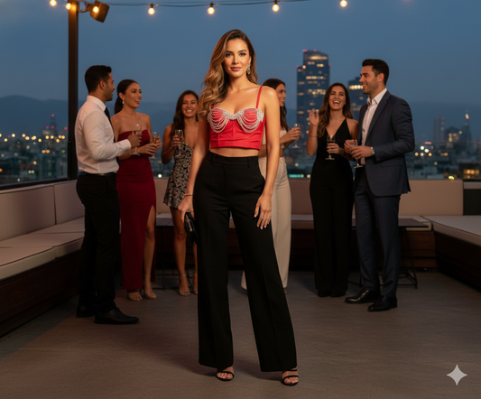 Crop top con cadenas que enmarca tu figura con audacia y brillo estructurado