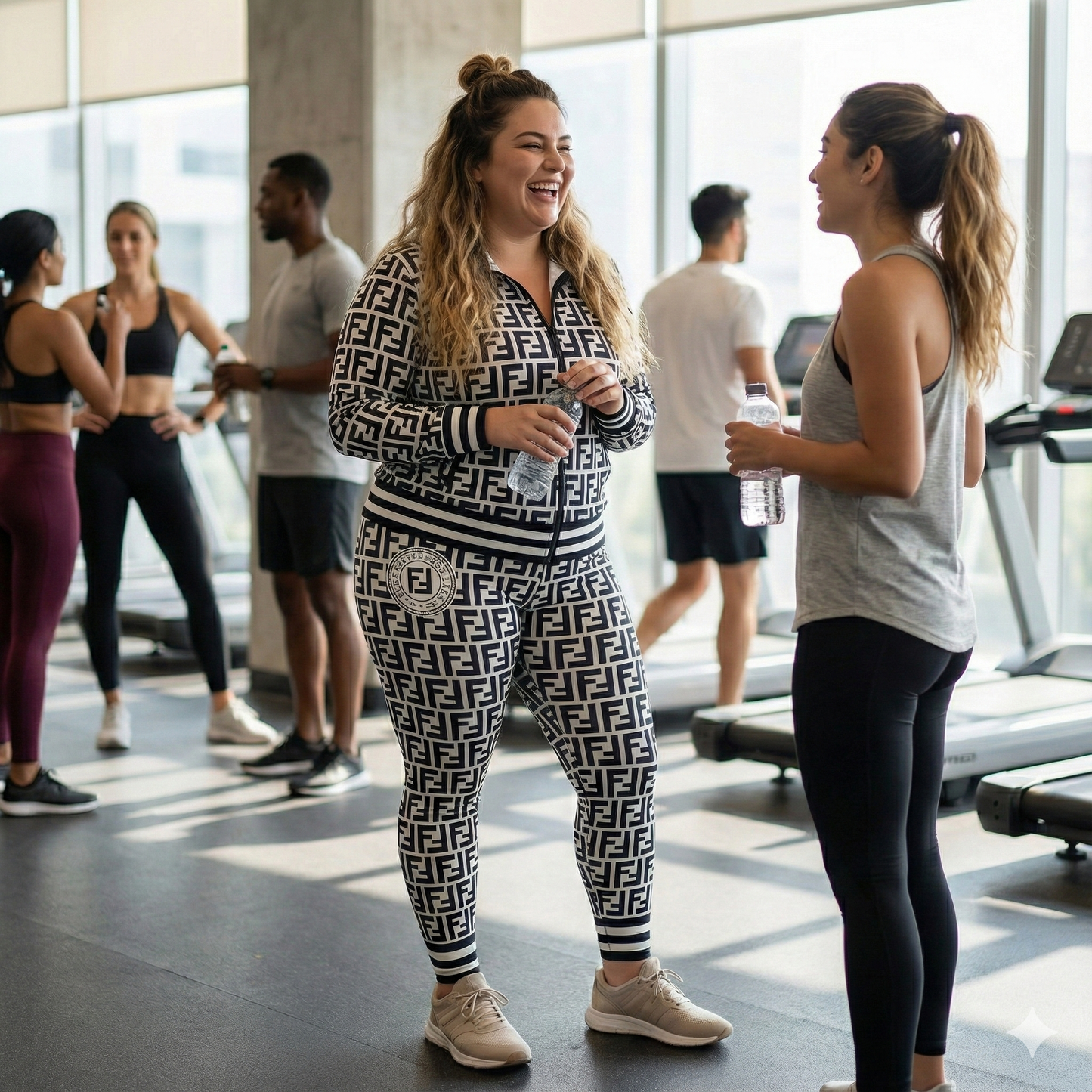 Conjunto deportivo curvy con cierre y estampado que impone estilo