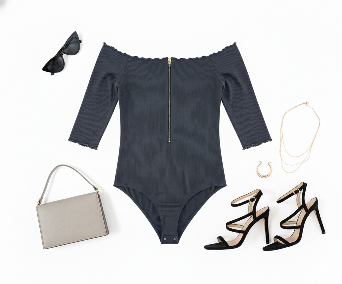 Pantyblusa con hombros descubiertos y cremallera que enmarca tu figura