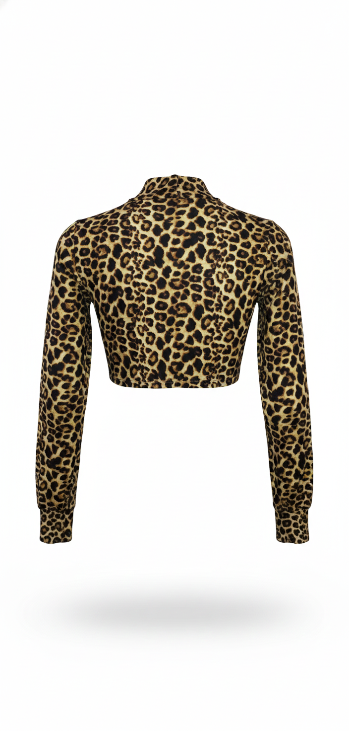 Crop top animal print cruzado que define tu cintura con audacia salvaje