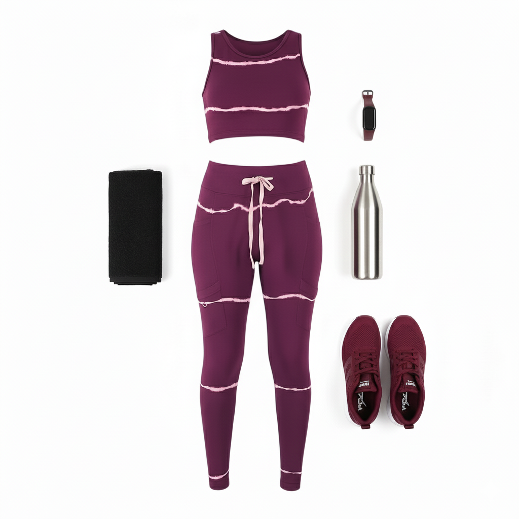 Conjunto deportivo con escote halter que moldea y estiliza al entrenar