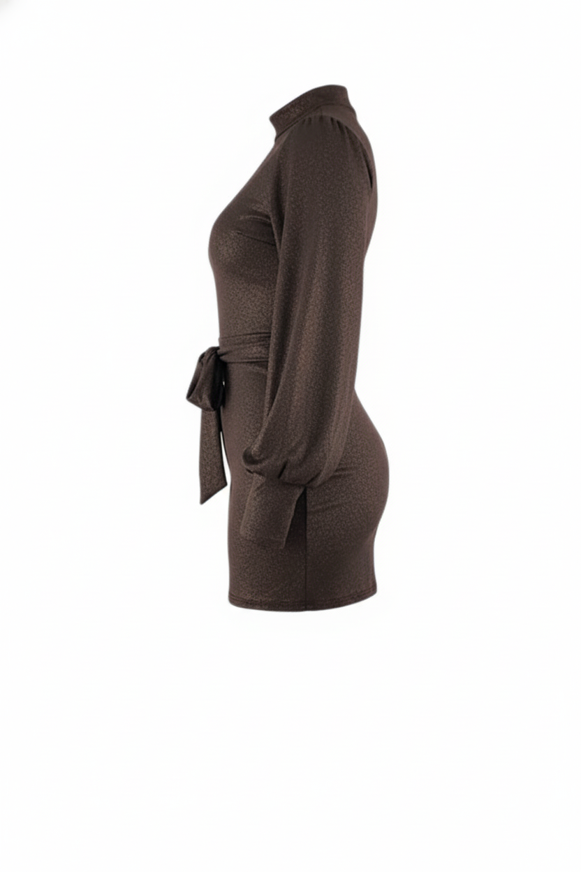 Minivestido manga bombacha que acentúa tu cintura con elegancia casual
