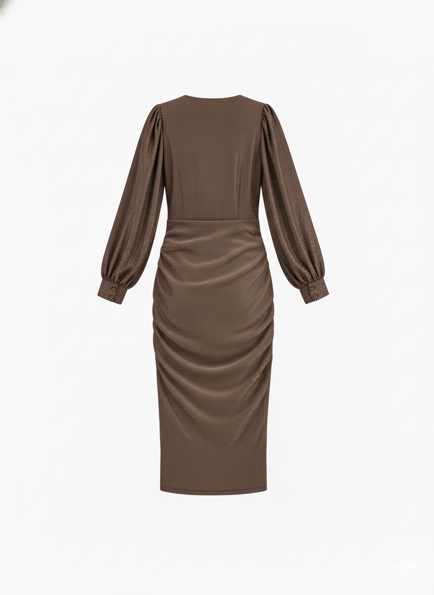 Vestido largo con escote en V que ilumina tu presencia con elegancia metálica