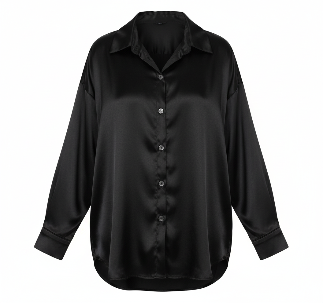 Blusa oversize satinada que combina fluidez y elegancia casual