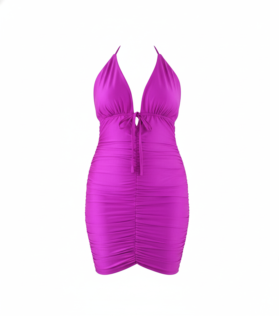 Minivestido fruncido con escote que resalta tu silueta con audacia