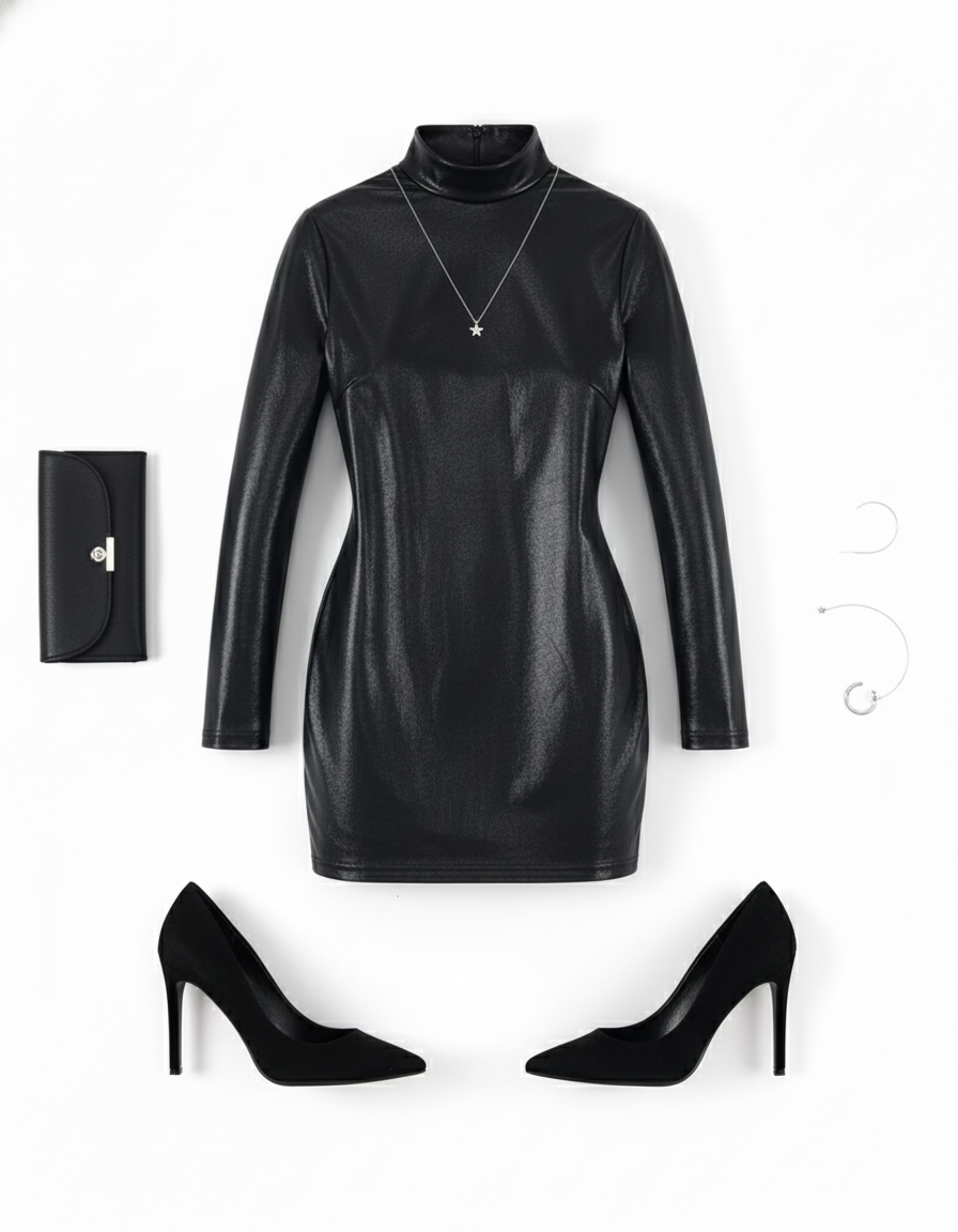 Vestido corto metálico que abraza tu silueta con poder visual