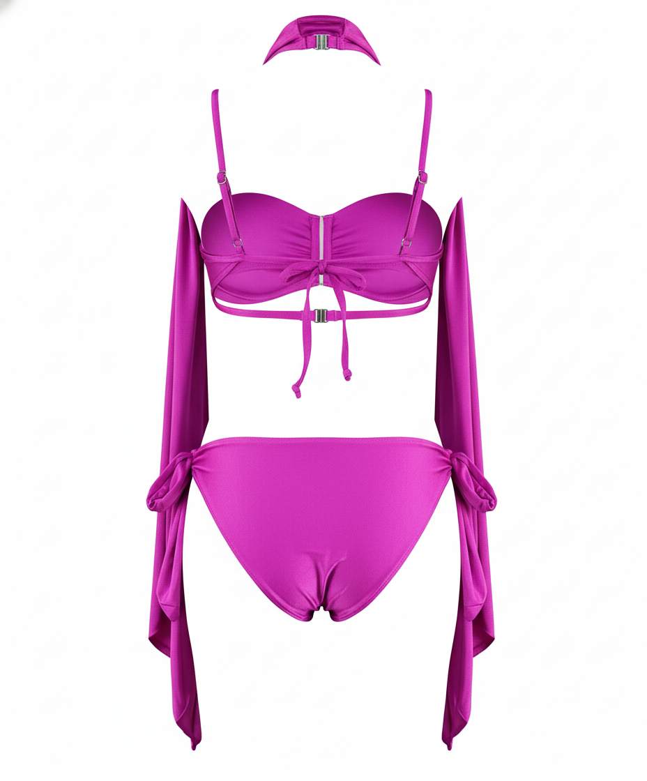 Bikini de dos piezas con cintas largas que combina sensualidad y libertad creativa