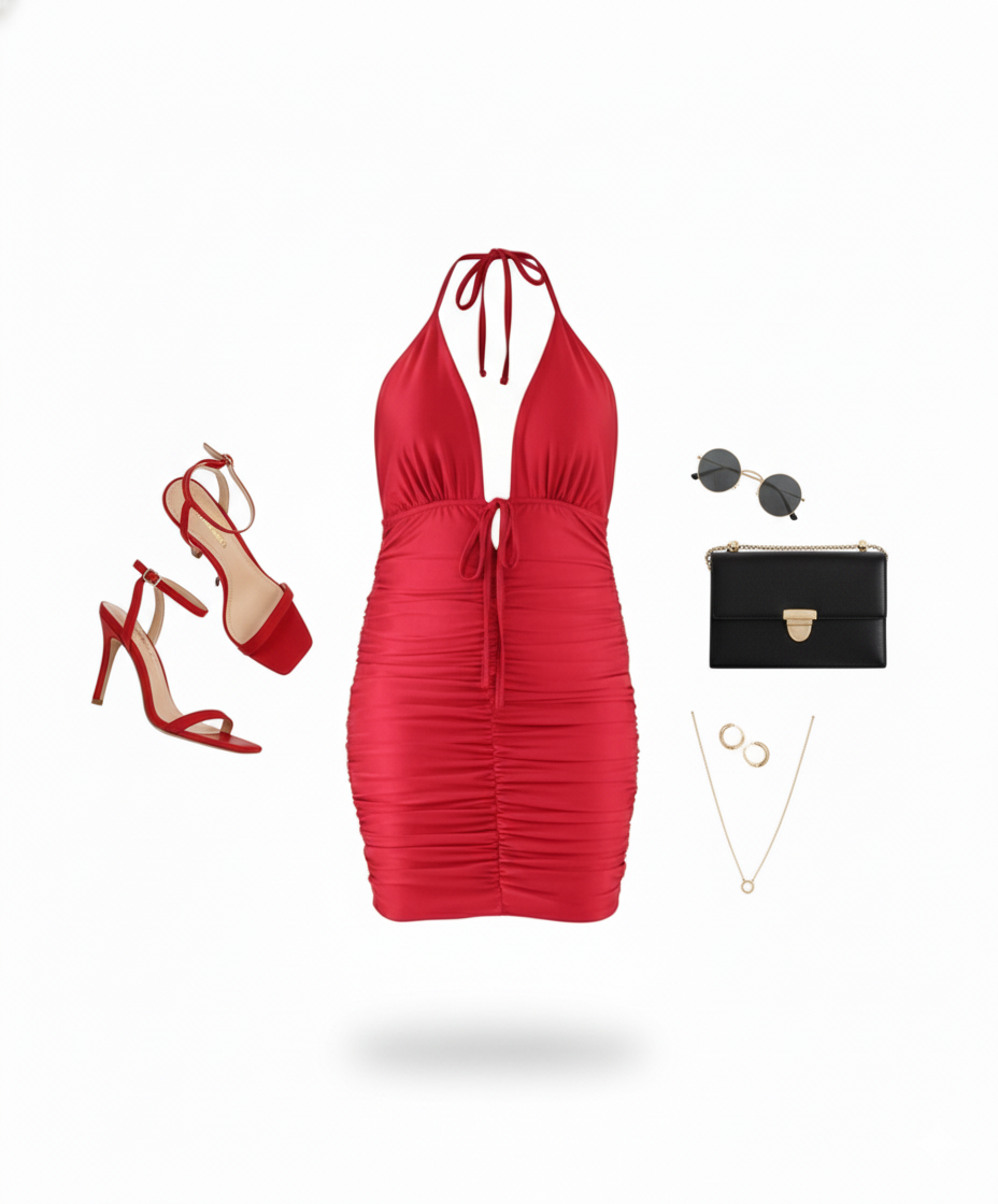 Minivestido fruncido con escote que resalta tu silueta con audacia