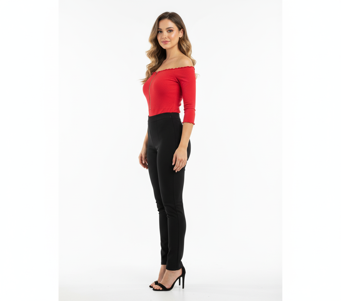 Pantyblusa con hombros descubiertos y cremallera que enmarca tu figura