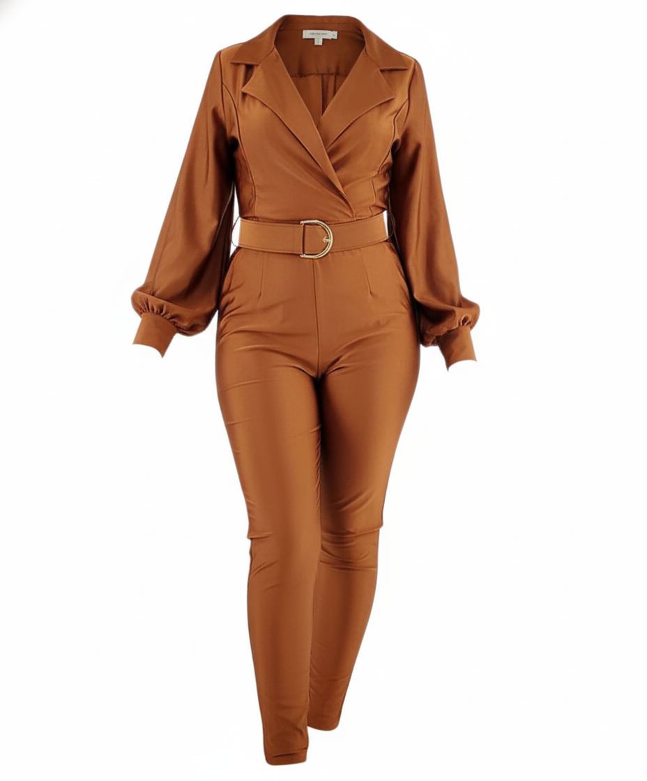 Palazzo con cinturón y escote en V que define tu silueta con elegancia casual