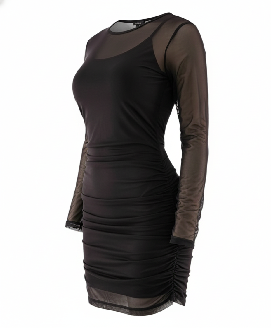 Vestido corto con transparencias que estiliza y acentúa tu figura