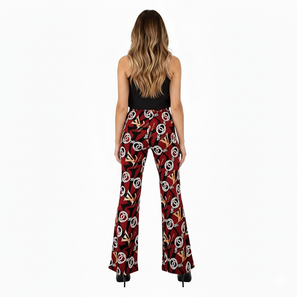 Pantalón acampanado con estampado que estiliza sin esfuerzo