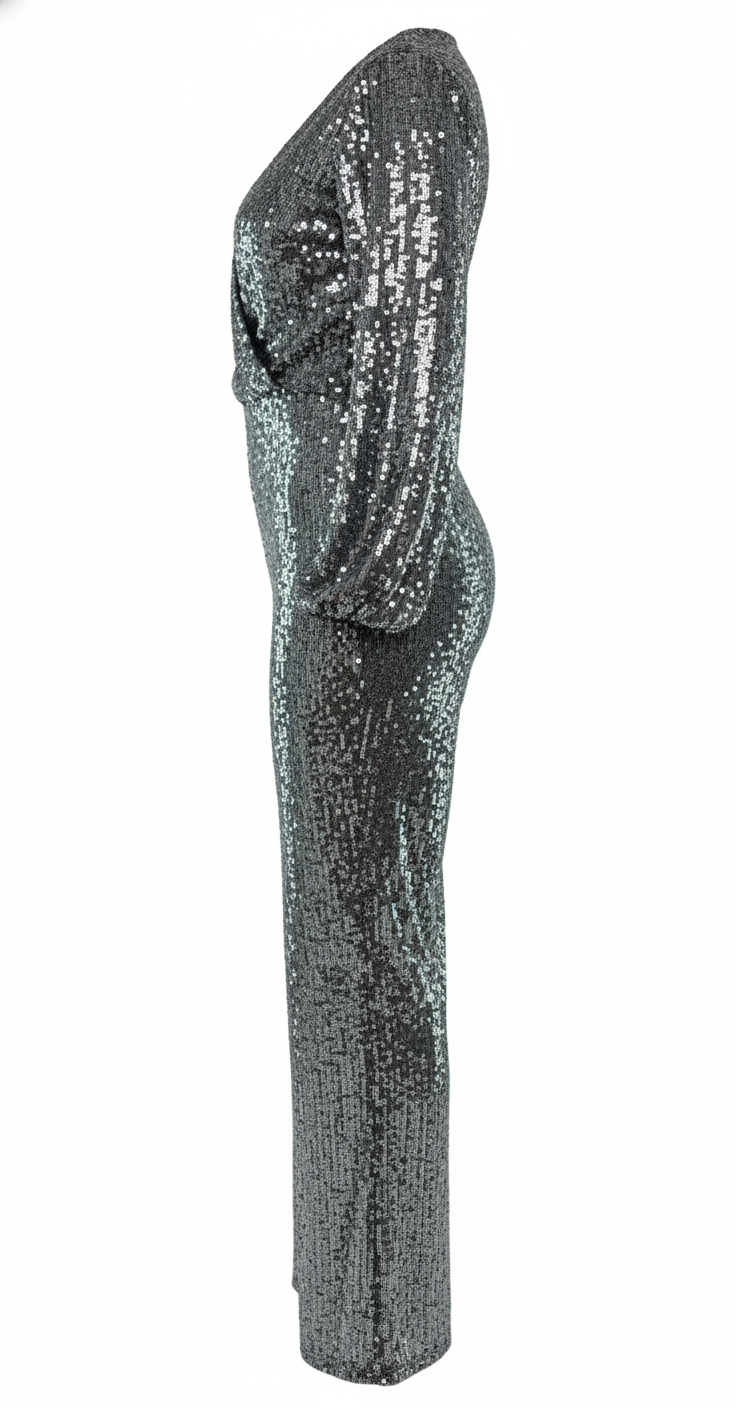 Enterizo largo con lentejuelas que deslumbra sin esfuerzo