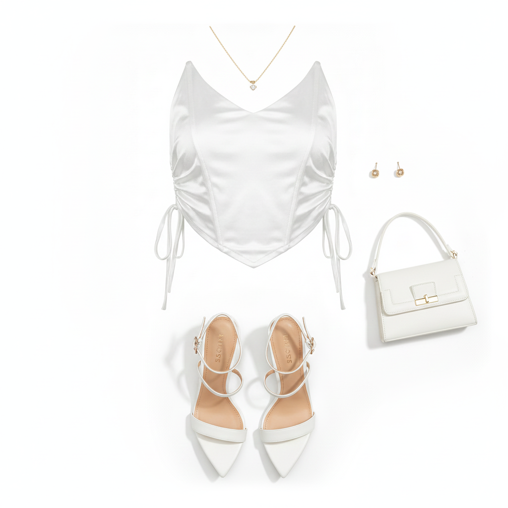 Blusa corset satinado con jaretas que enmarca tu figura