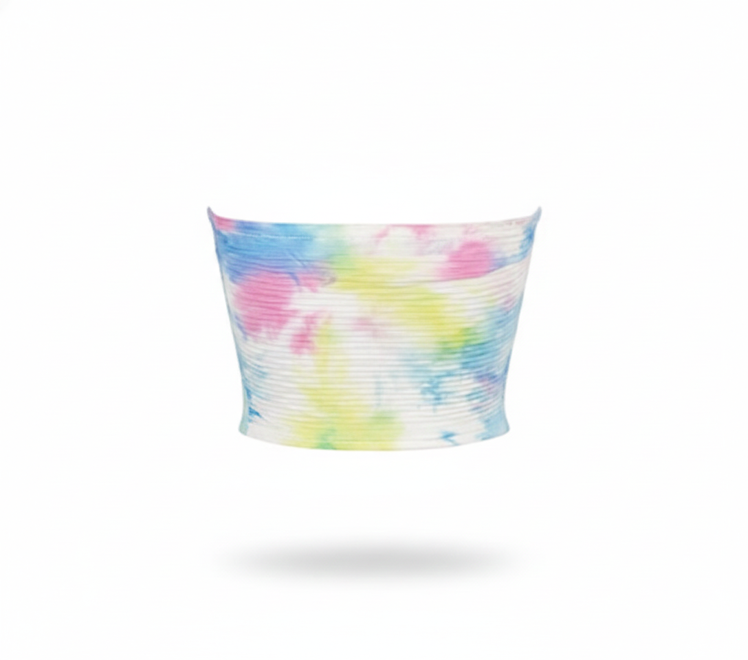 Crop top tipo tubo con estampado vibrante que resalta tu alegría natural