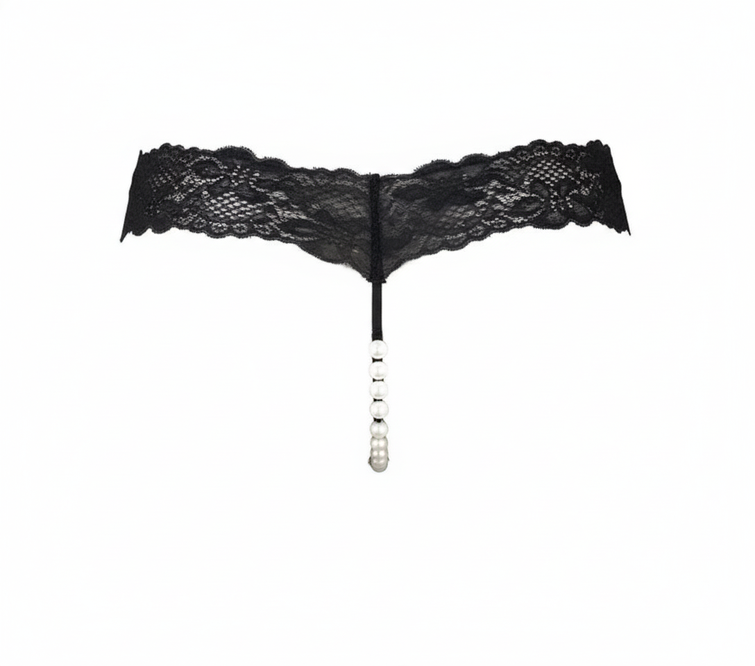 Tanga de encaje con perlas que despierta tu sensualidad más exquisita