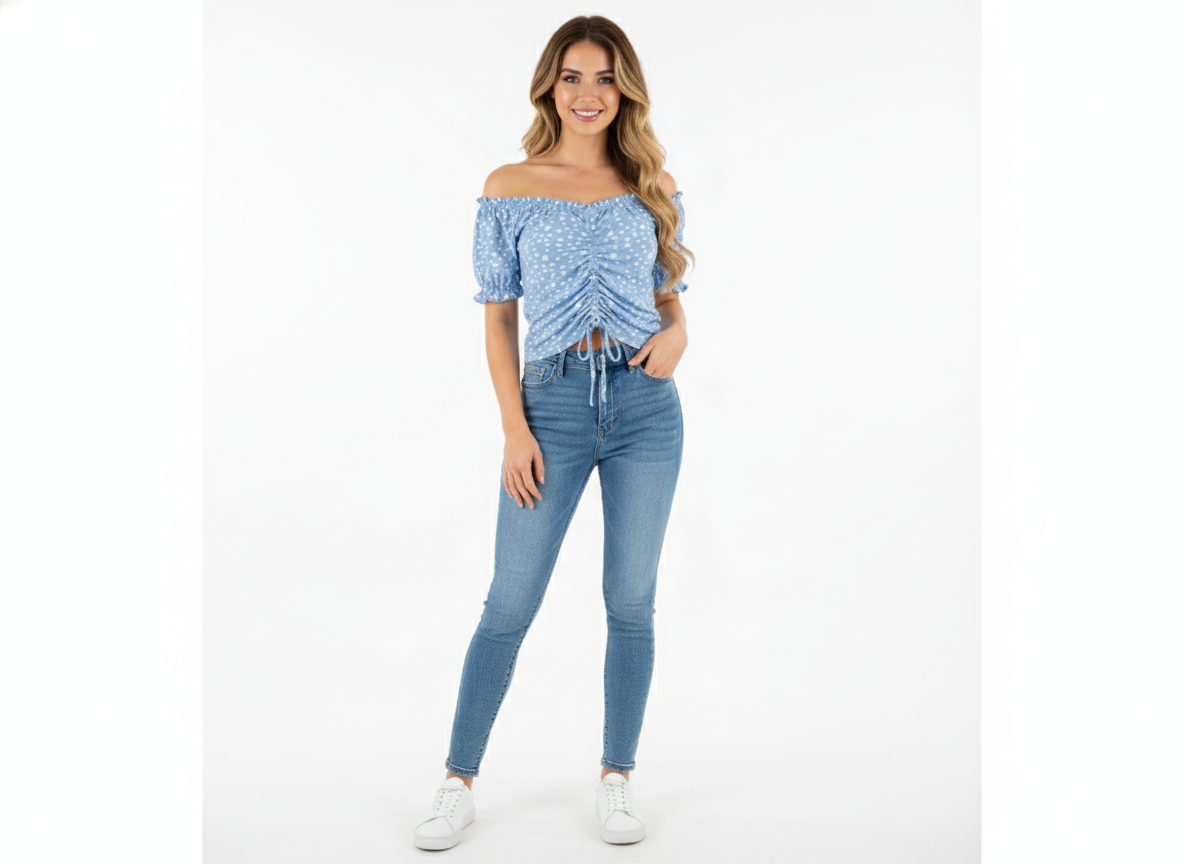 Blusa manga corta con fruncido que resalta tu feminidad natural