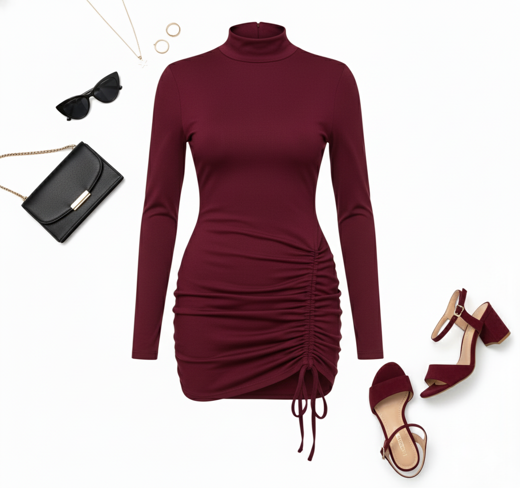 Minivestido manga larga con estructura que realza tu silueta