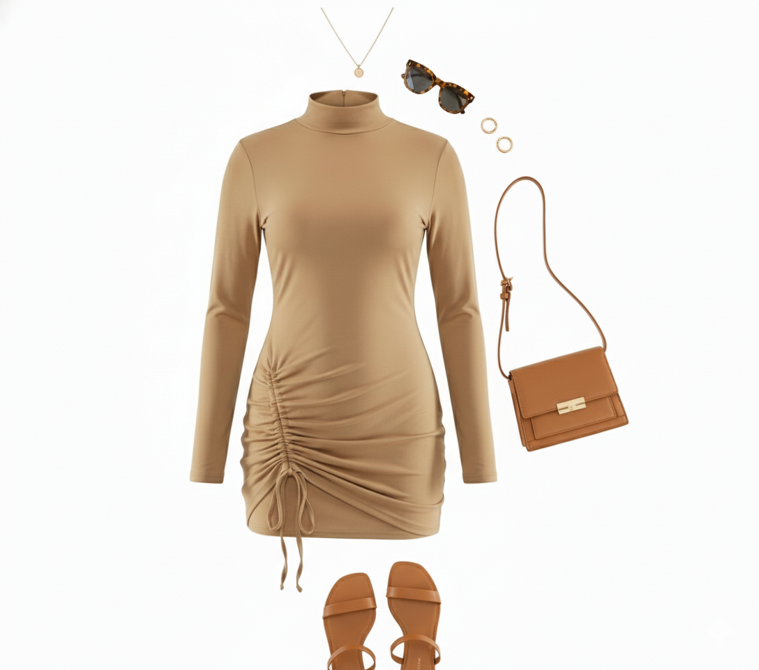 Minivestido manga larga con estructura que realza tu silueta
