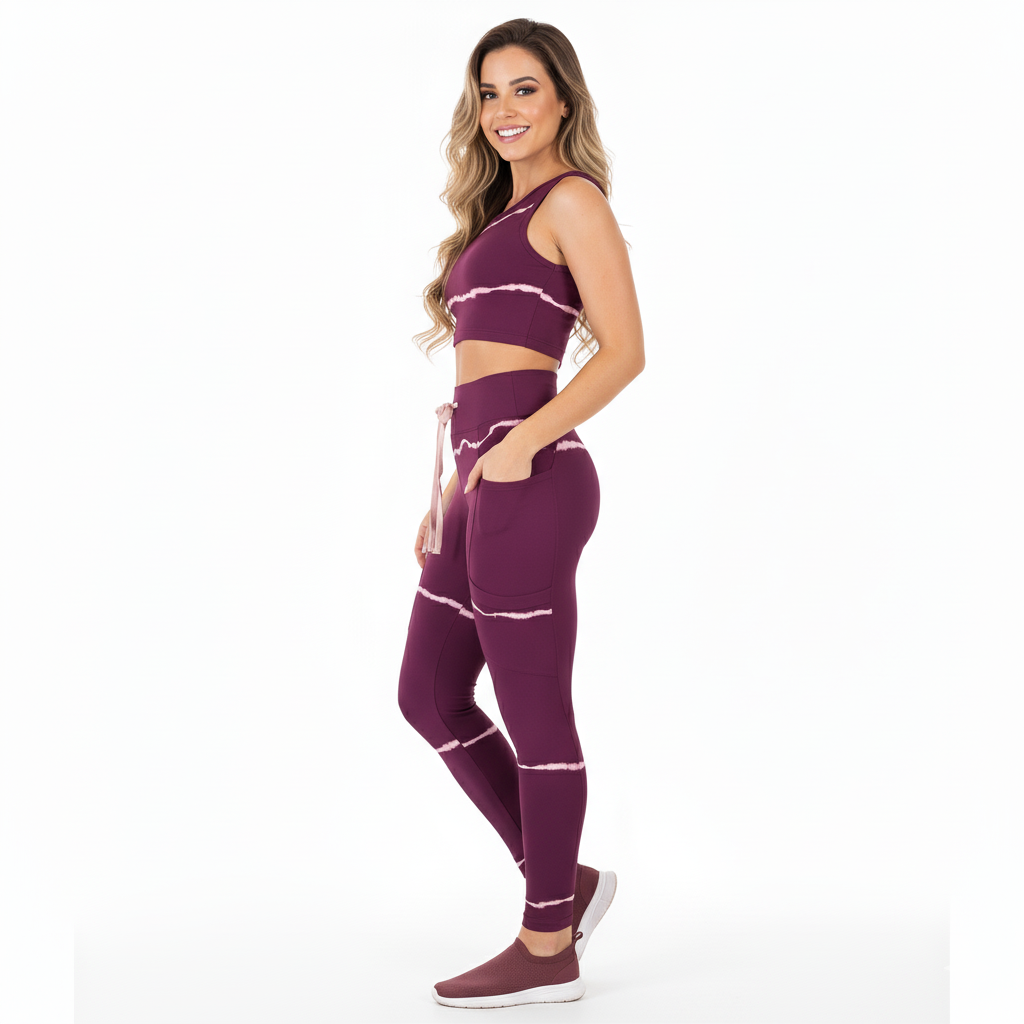 Conjunto deportivo con escote halter que moldea y estiliza al entrenar