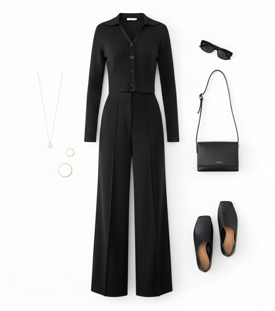 Conjunto casual con brillo sutil que estiliza sin esfuerzo