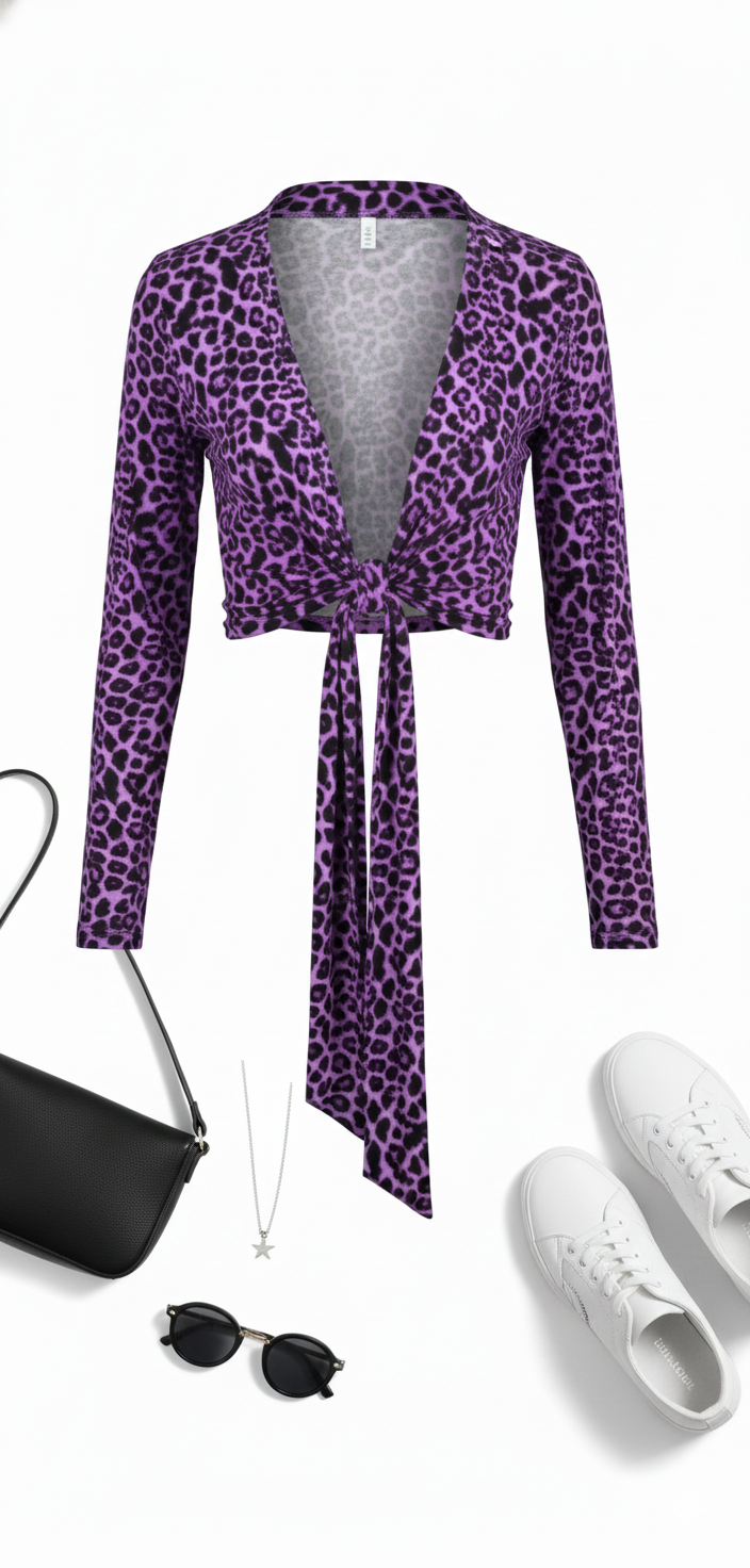 Crop top animal print cruzado que define tu cintura con audacia salvaje