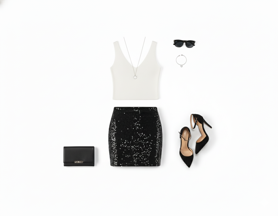 Minifalda ajustada de lentejuelas que atrae todas las miradas con su brillo