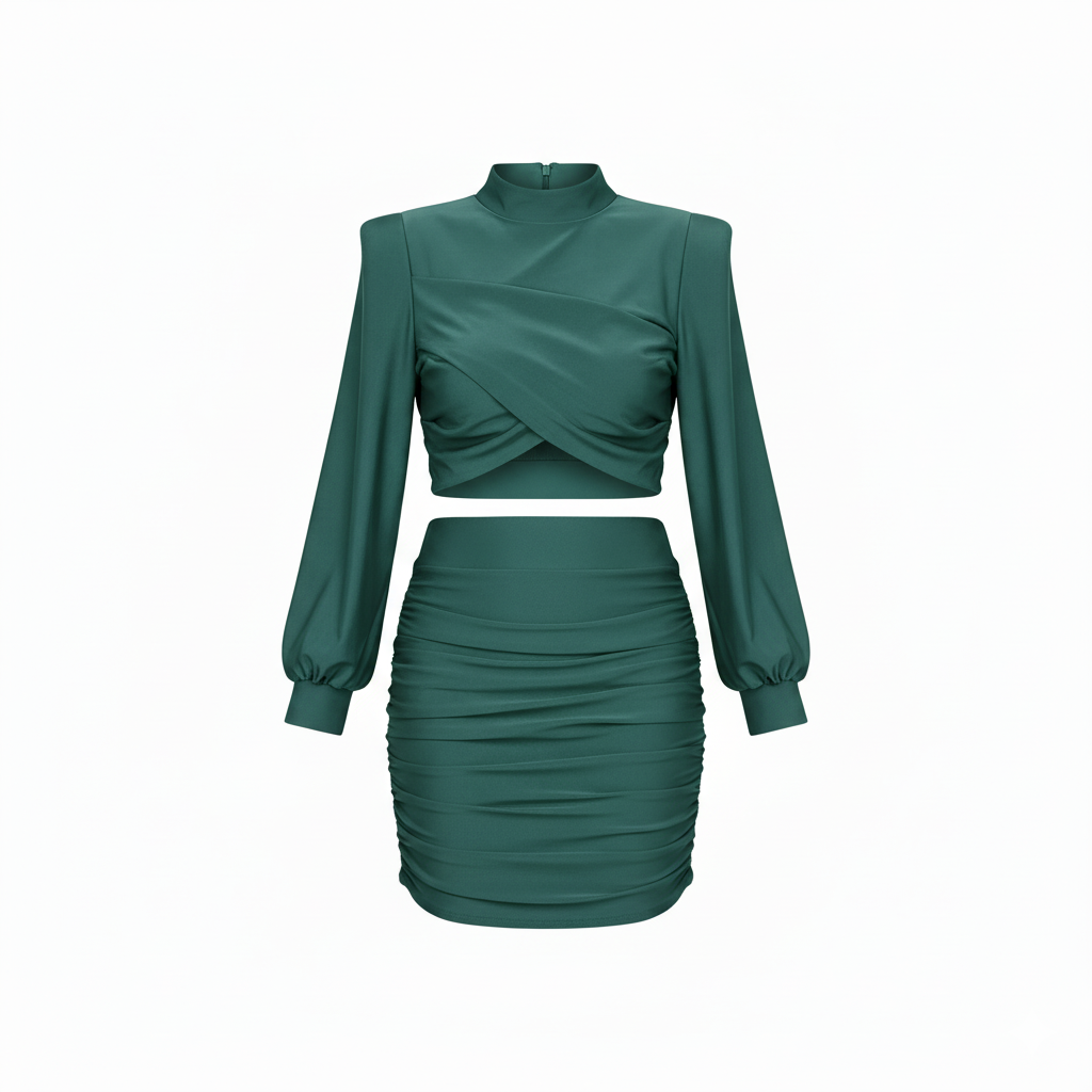 Conjunto con minifalda y blusa de manga larga