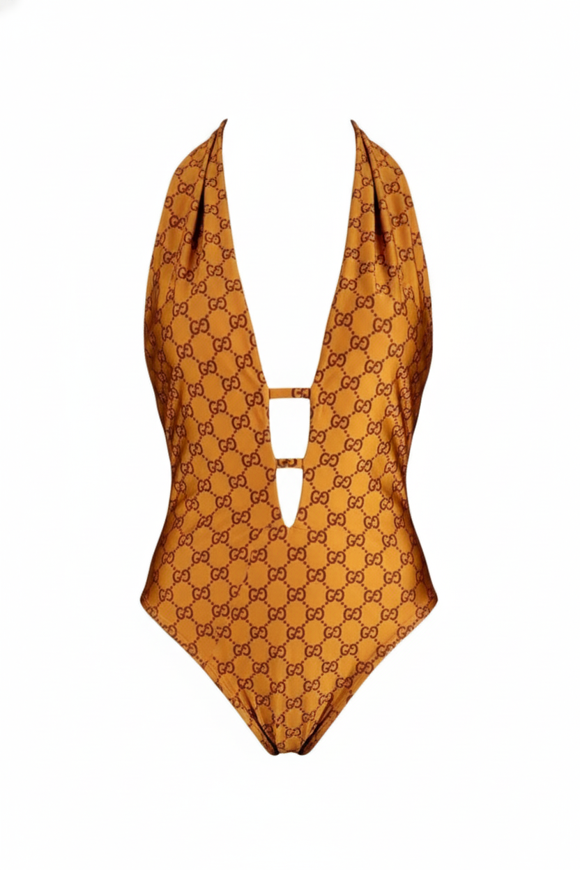 Monobikini con escote profundo y tirantes que estiliza tu figura con sensualidad elegante