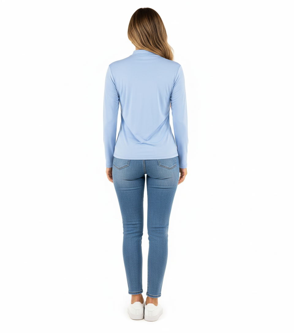 Pantyblusa manga larga con diseño liso que estiliza tu figura con discreción refinada