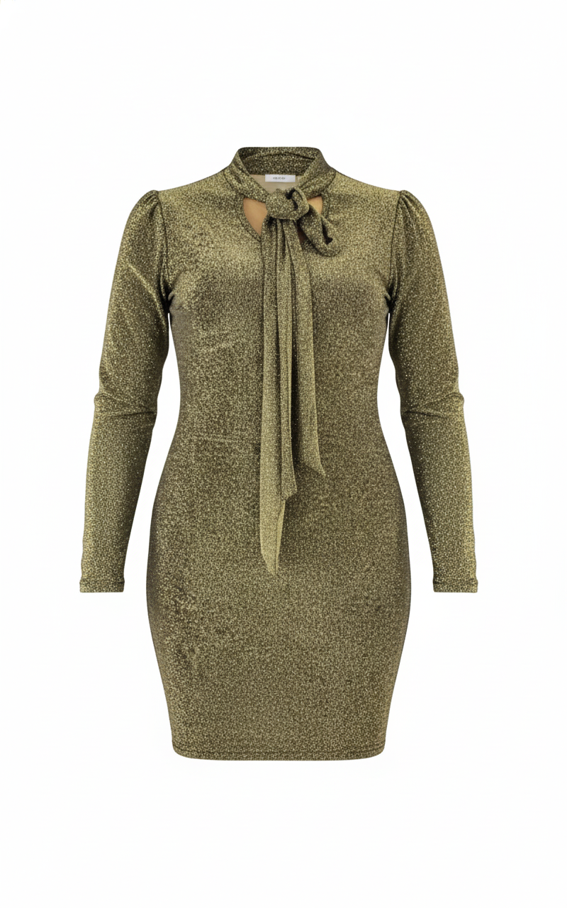 Vestido corto con cintilla en cuello que estiliza con sofisticación sutil