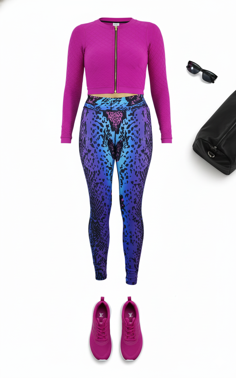 Conjunto deportivo Push Up con estampado víbora que moldea tu silueta con audacia