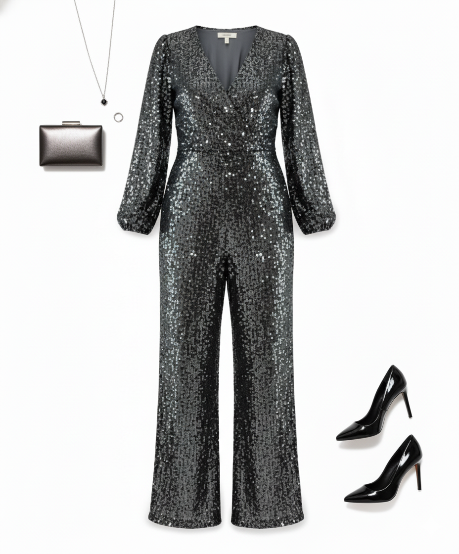 Enterizo largo con lentejuelas que deslumbra sin esfuerzo