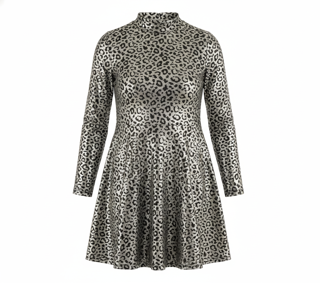 Vestido corte imperio con brillo felino que empodera tu presencia