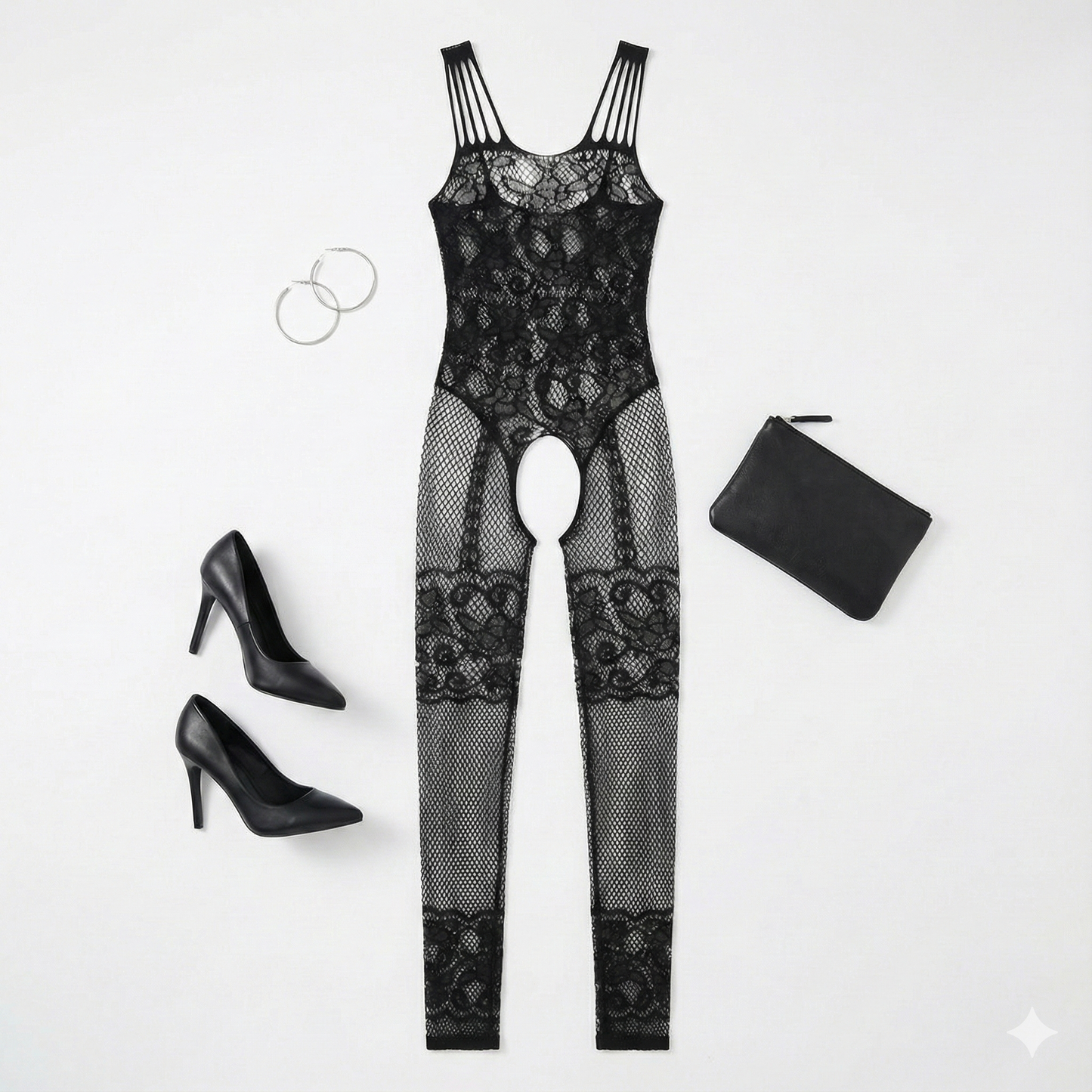 Enterizo largo de malla que envuelve tu silueta con sensualidad elegante