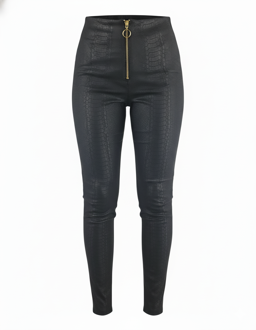 Pantalón ajustado con textura sutil que moldea y estiliza