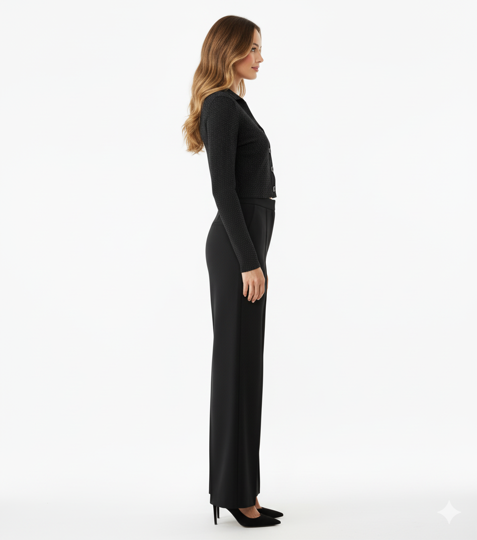 Conjunto casual con brillo sutil que estiliza sin esfuerzo