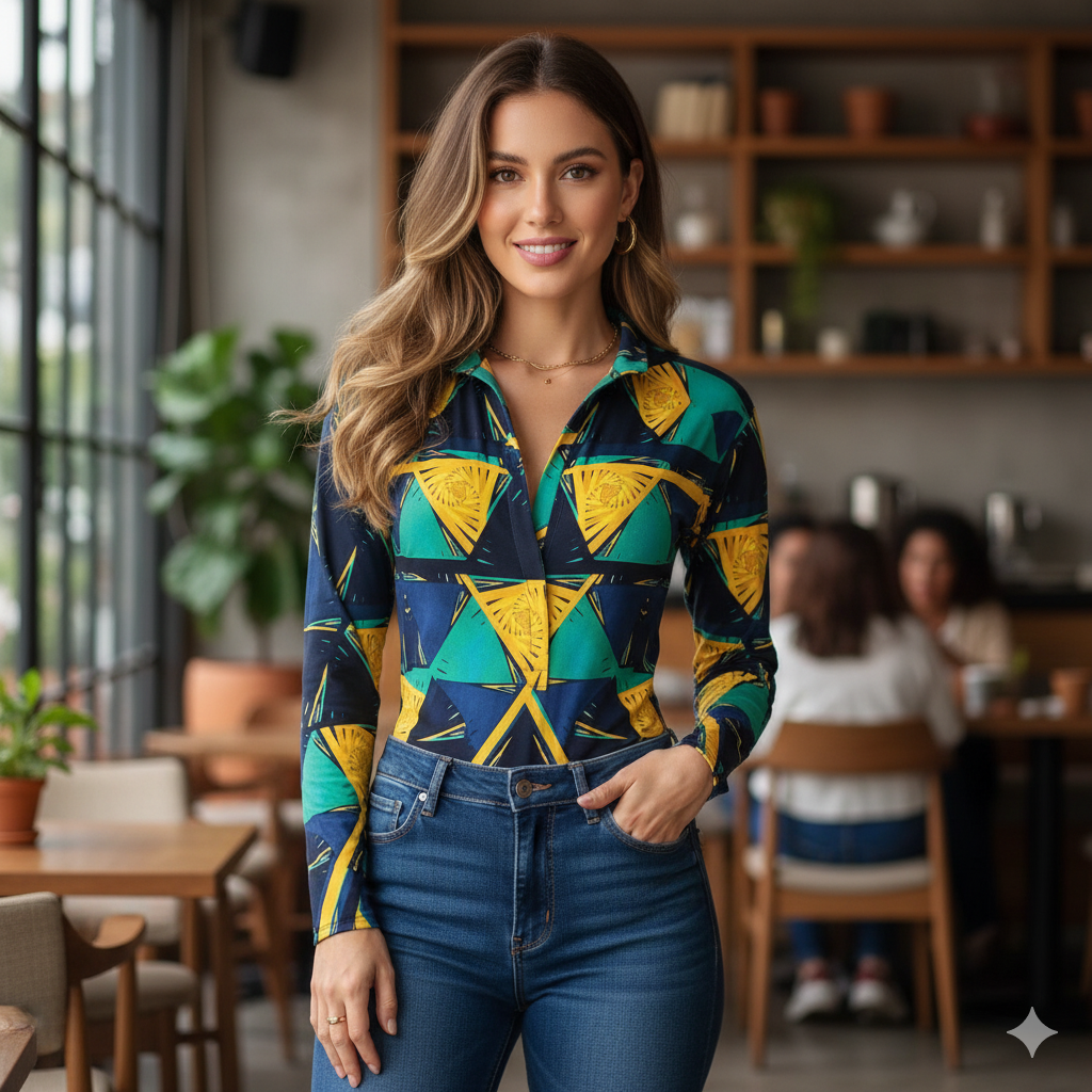 Pantyblusa manga larga con estampado que realza tu estilo creativo