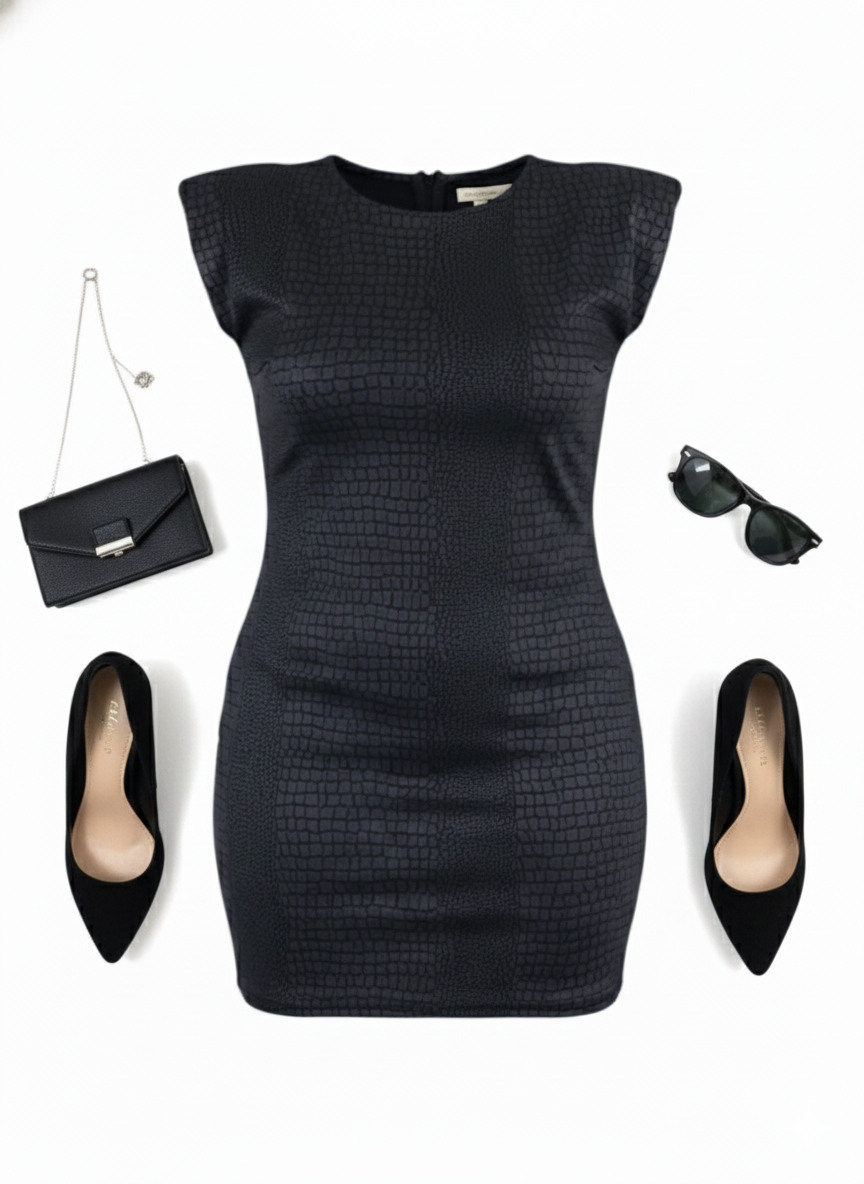 Minivestido con hombreras que potencia tu silueta con estilo atrevido y moderno