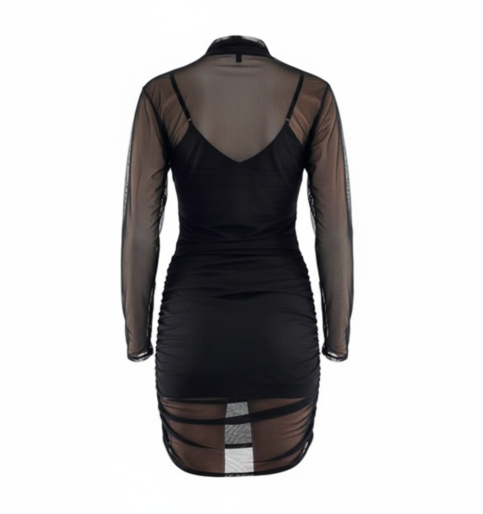 Vestido corto con transparencias que estiliza y acentúa tu figura