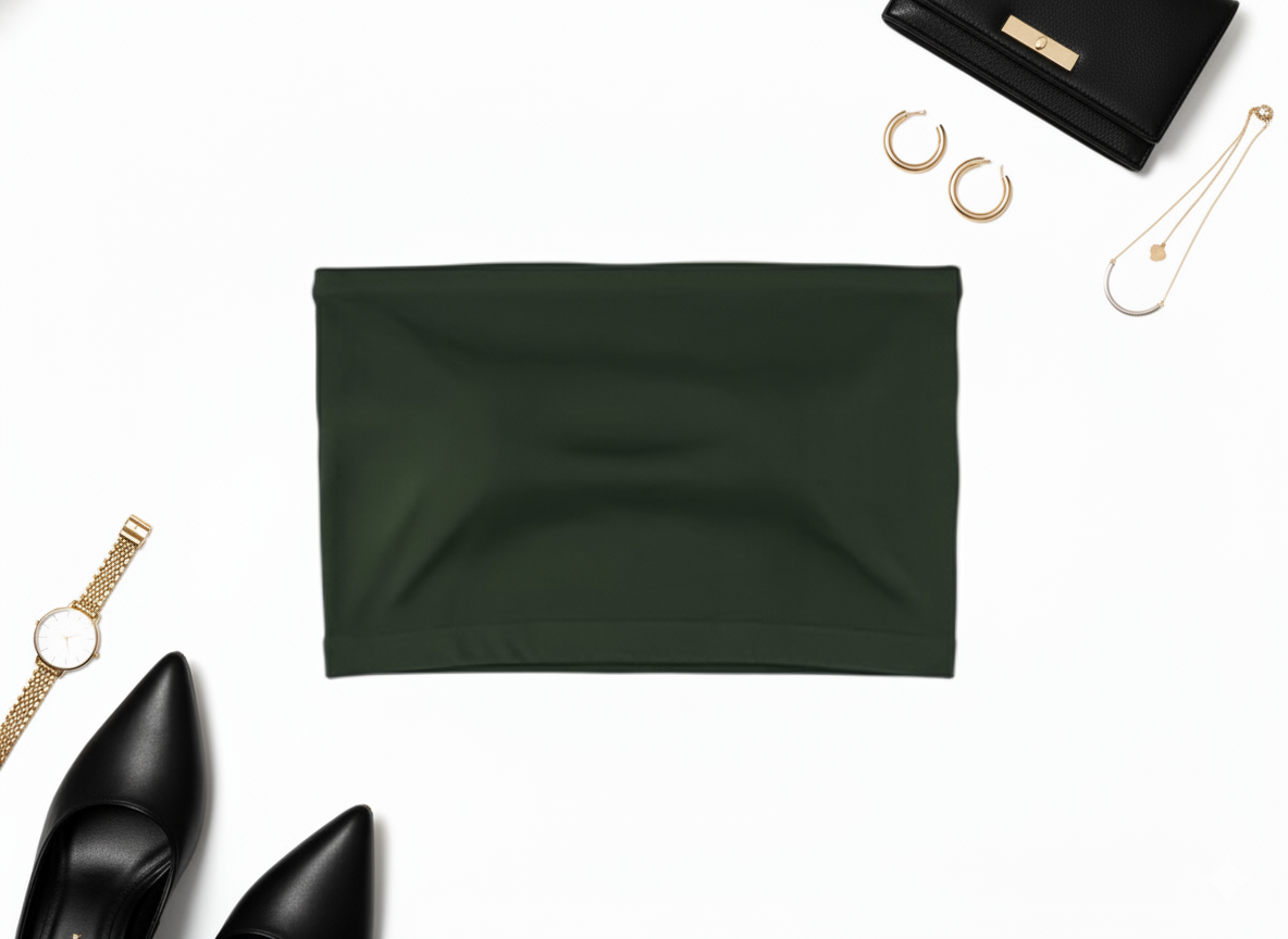 Crop top tipo tubo que resalta hombros con sensualidad minimalista