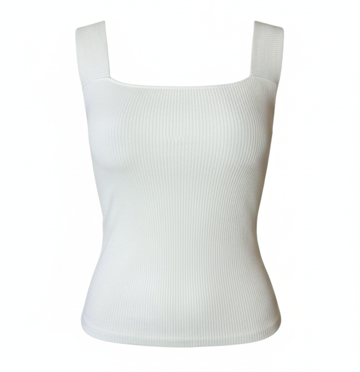 Blusa sin mangas con escote cuadrado que realza tus hombros con frescura