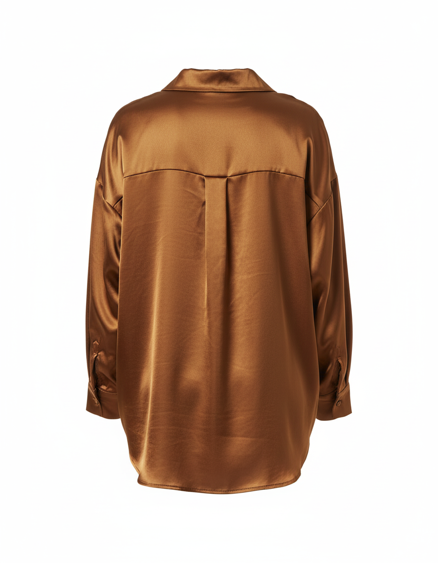 Blusa oversize satinada que combina fluidez y elegancia casual