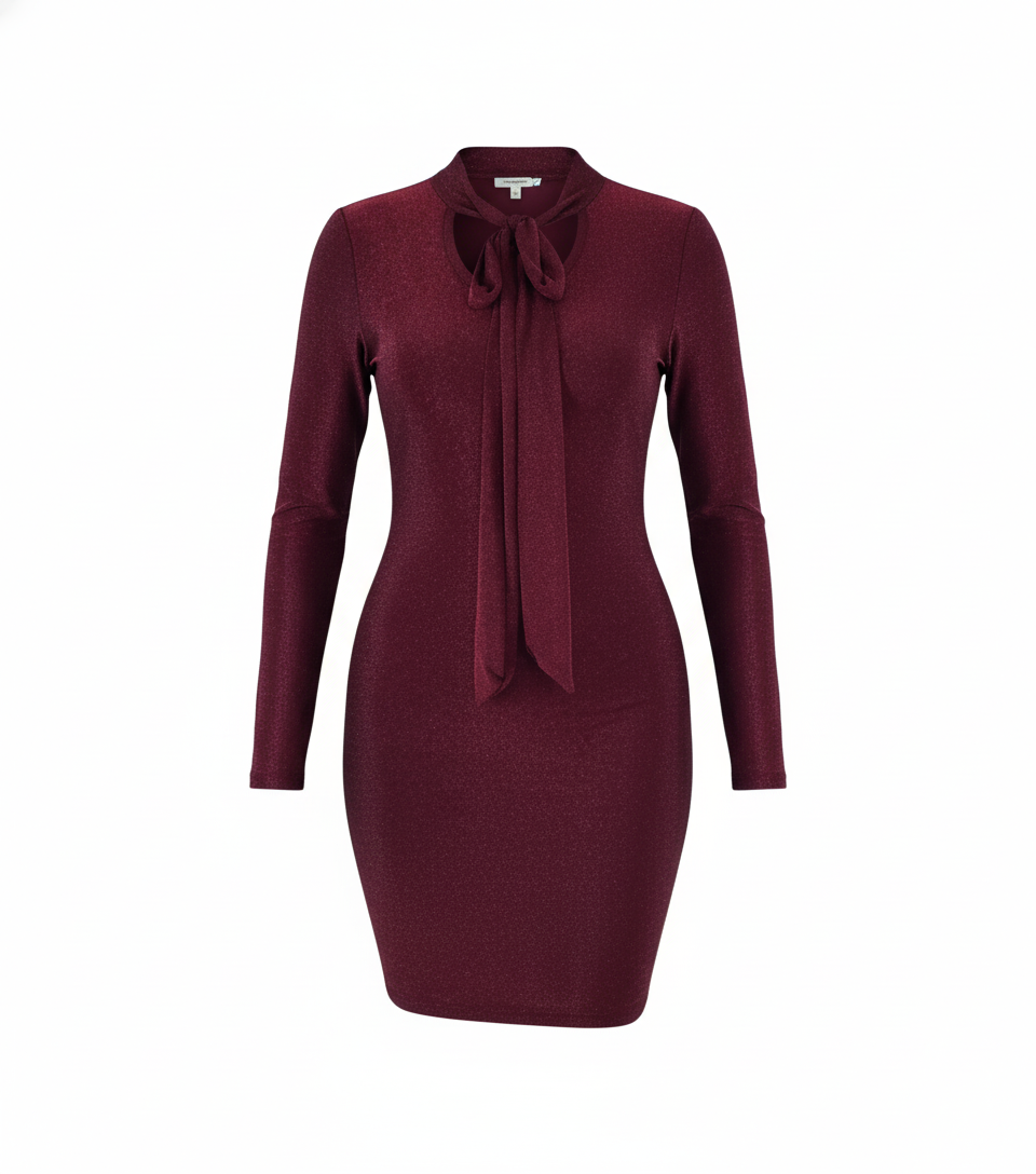 Vestido corto con cintilla en cuello que estiliza con sofisticación sutil