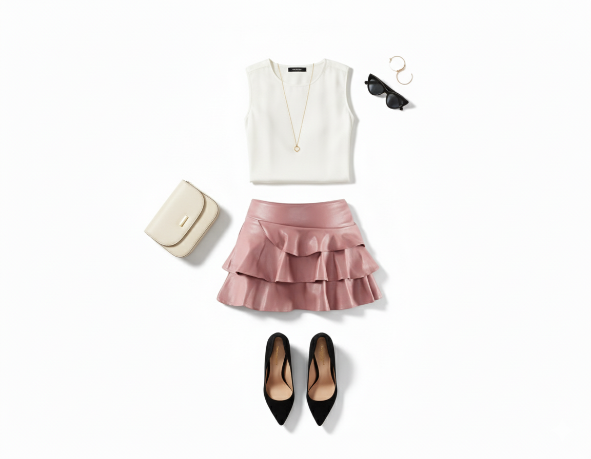 Minifalda de tablones en vinil que da movimiento y audacia a tu look